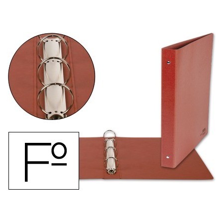 CARPETA DE 4 ANILLAS 40MM REDONDAS LIDERPAPEL FOLIO CARTON CUERO