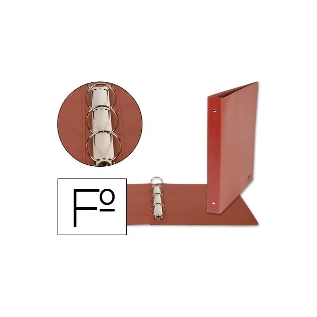 CARPETA DE 4 ANILLAS 40MM REDONDAS LIDERPAPEL FOLIO CARTON CUERO