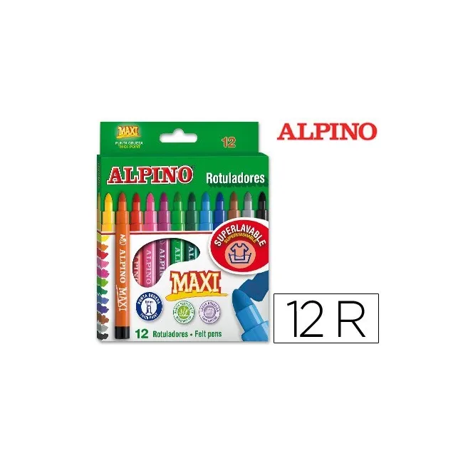 ROTULADOR ALPINO MAXI -CAJA DE 12 COLORES