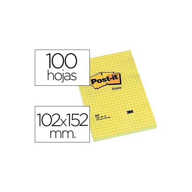 BLOC DE NOTAS ADHESIVAS QUITA Y PON POST-IT 102X152 MM CUADRICULADO...