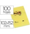BLOC DE NOTAS ADHESIVAS QUITA Y PON POST-IT 102X152 MM CUADRICULADO...