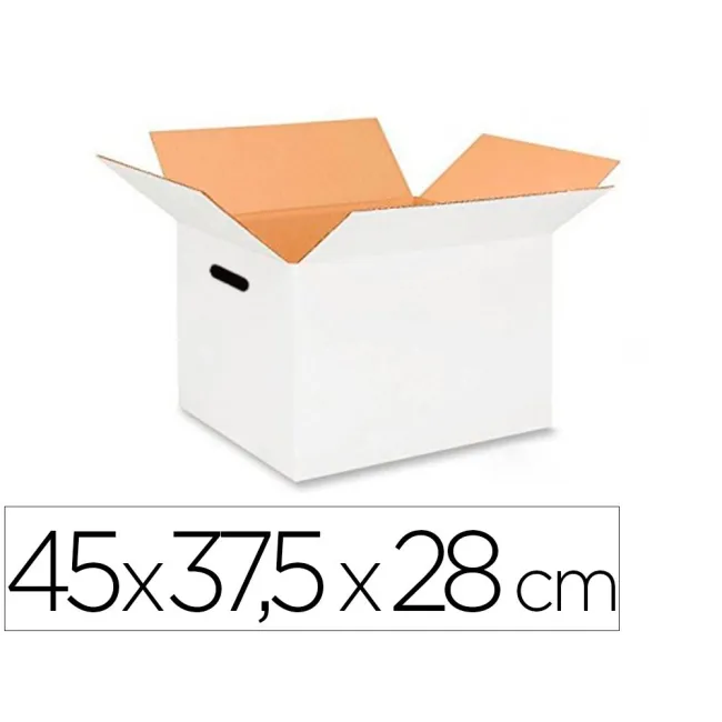 CAJA PARA EMBALAR Q-CONNECT BLANCA CON ASAS DOBLE CANAL 450X280 MM