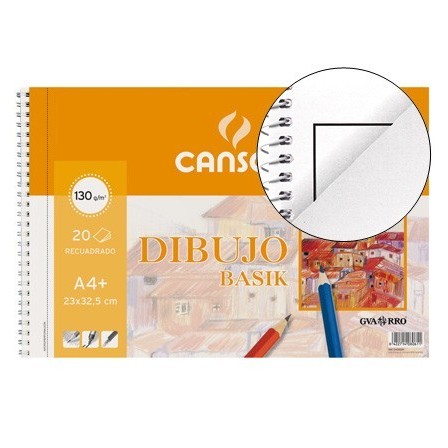 BLOC DIBUJO BASIK CANSON DIN A4+ ESPIRAL 23 X 32.5 CM -20 HOJAS MIC...
