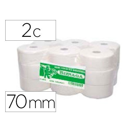 PAPEL HIGIENICO JUMBO 2/C CELULOSA BLANCA MANDRIL 70 MM PARA DISPEN...