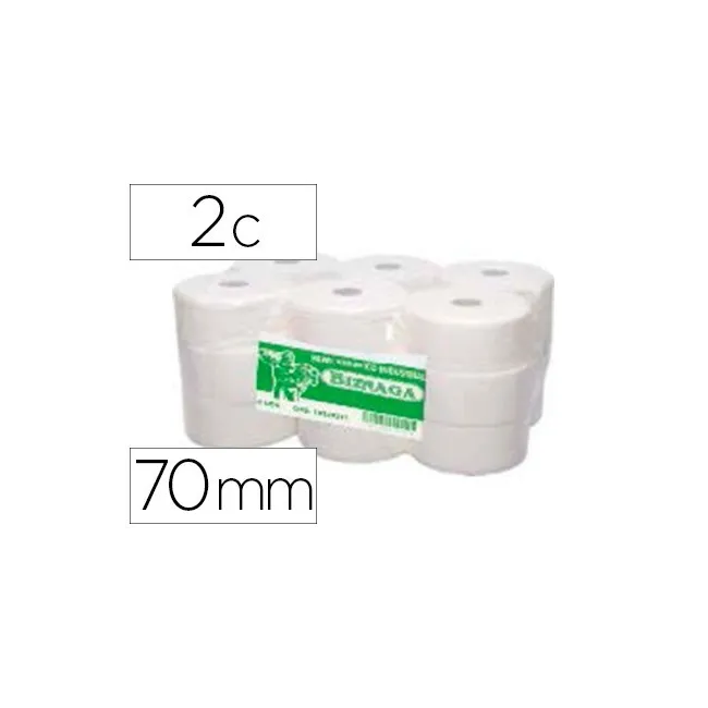 PAPEL HIGIENICO JUMBO 2/C CELULOSA BLANCA MANDRIL 70 MM PARA DISPEN...