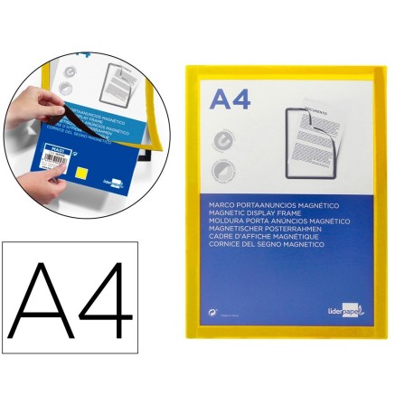 MARCO PORTA ANUNCIOS LIDERPAPEL MAGNETICO DIN A4 DORSO ADHESIVO REM...