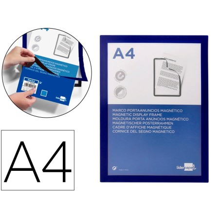 MARCO PORTA ANUNCIOS LIDERPAPEL MAGNETICO DIN A4 DORSO ADHESIVO REM...