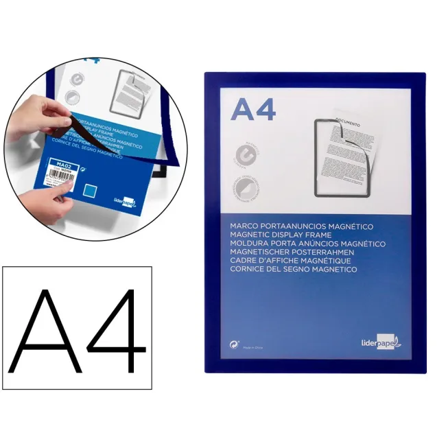 MARCO PORTA ANUNCIOS LIDERPAPEL MAGNETICO DIN A4 DORSO ADHESIVO REM...