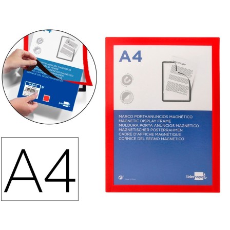 MARCO PORTA ANUNCIOS LIDERPAPEL MAGNETICO DIN A4 DORSO ADHESIVO REM...