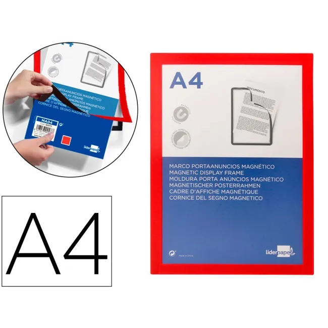 MARCO PORTA ANUNCIOS LIDERPAPEL MAGNETICO DIN A4 DORSO ADHESIVO REM...