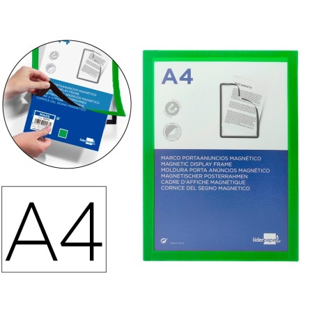 MARCO PORTA ANUNCIOS LIDERPAPEL MAGNETICO DIN A4 DORSO ADHESIVO REM...