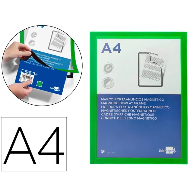 MARCO PORTA ANUNCIOS LIDERPAPEL MAGNETICO DIN A4 DORSO ADHESIVO REM...