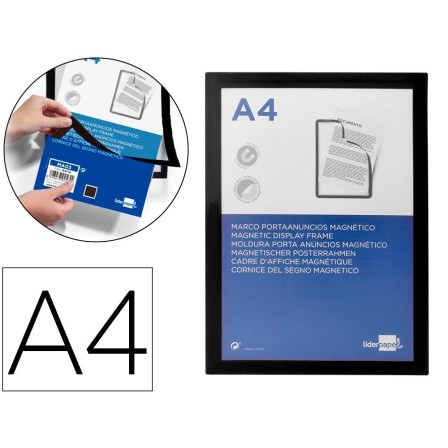 MARCO PORTA ANUNCIOS LIDERPAPEL MAGNETICO DIN A4 DORSO ADHESIVO REM...