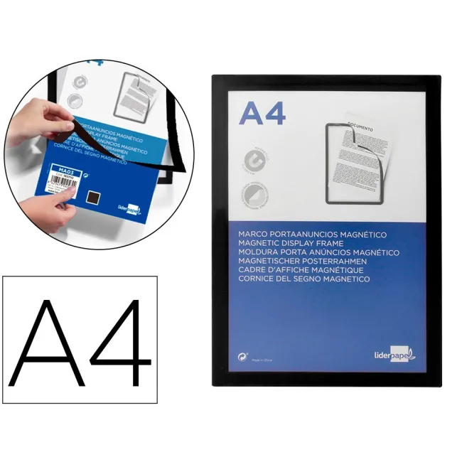 MARCO PORTA ANUNCIOS LIDERPAPEL MAGNETICO DIN A4 DORSO ADHESIVO REM...
