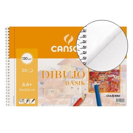 BLOC DIBUJO BASIK DIN A4+ ESPIRAL 23 X 32.5 CM -20 HOJAS MICROPERFO...