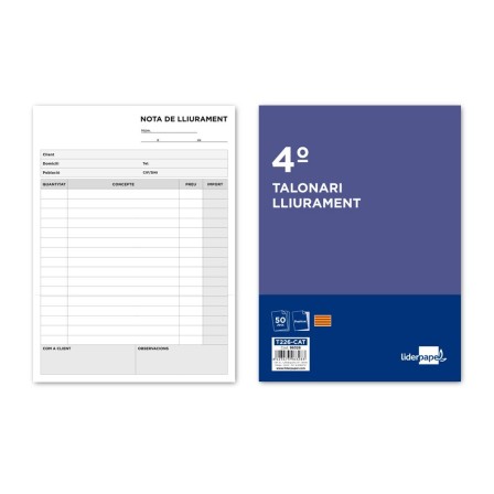 TALONARIO LIDERPAPEL ENTREGAS CUARTO ORIGINAL Y COPIA T226 TEXTO EN...