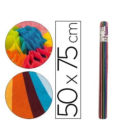 PAPEL SEDA LIDERPAPEL 12 COLORES SURTIDOS 17G/M2 ROLLO DE 24 HOJAS ...