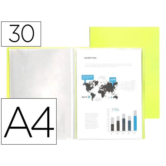 CARPETA LIDERPAPEL ESCAPARATE 30 FUNDAS POLIPROPILENO DIN A4 AMARIL...