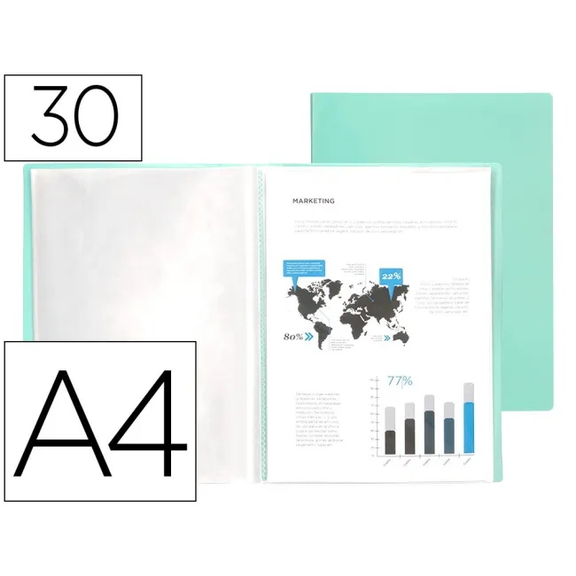 CARPETA LIDERPAPEL ESCAPARATE 30 FUNDAS POLIPROPILENO DIN A4 VERDE ...