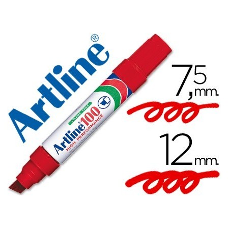 ROTULADOR ARTLINE MARCADOR PERMANENTE 100 ROJO -PUNTA BISELADA