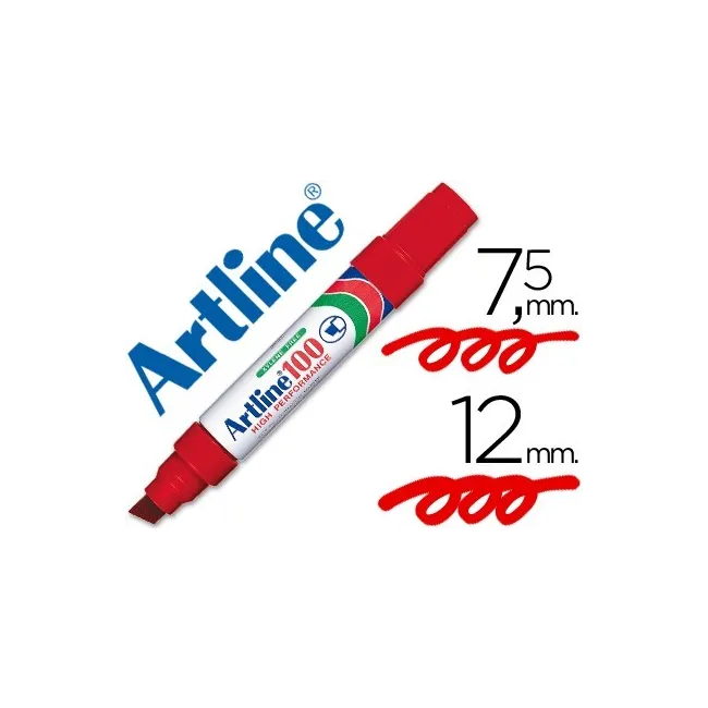 ROTULADOR ARTLINE MARCADOR PERMANENTE 100 ROJO -PUNTA BISELADA