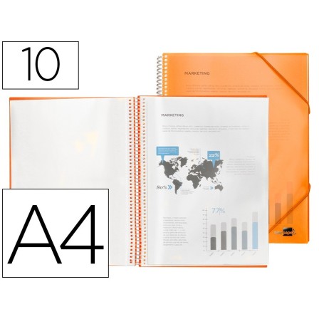 CARPETA LIDERPAPEL ESCAPARATE CON ESPIRAL 10 FUNDAS POLIPROPILENO D...