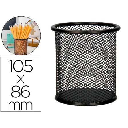CUBILETE PORTALAPICES Q-CONNECT METAL REJILLA NEGRO -MEDIDA DIAMETR...