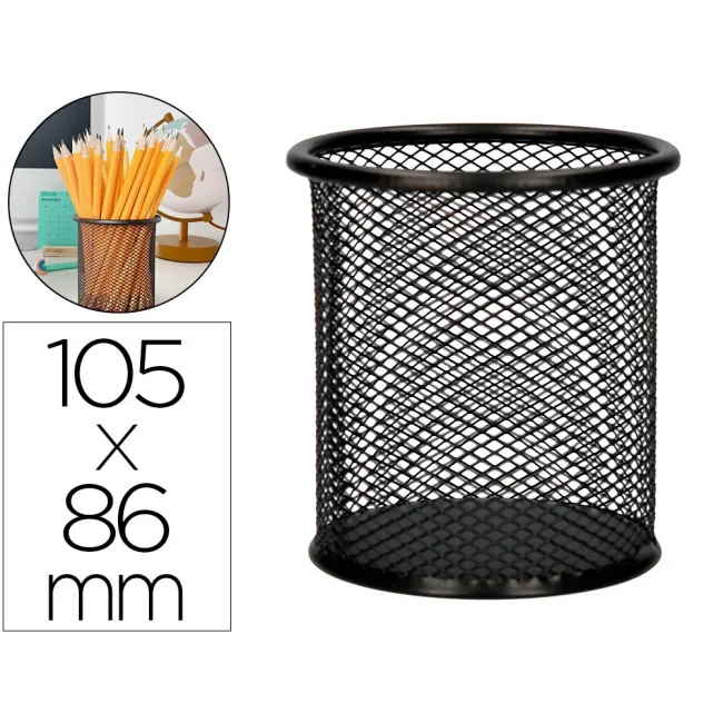 CUBILETE PORTALAPICES Q-CONNECT METAL REJILLA NEGRO -MEDIDA DIAMETR...