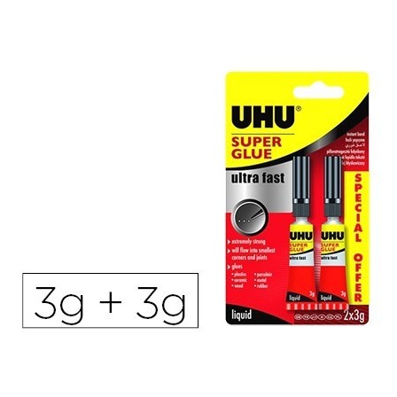 PEGAMENTO UHU INSTANTANEO GEL 3 GR + 3 GR GRATIS