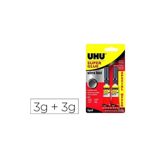 PEGAMENTO UHU INSTANTANEO GEL 3 GR + 3 GR GRATIS