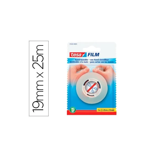 CINTA ADHESIVA TESAFILM SIN TIJERAS 25 M X 19 MM