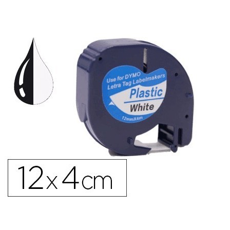 CINTA Q-CONNECT 12MM X 4MT NEGRO-BLANCO PERLA PARA MAQUINA LETRATAG