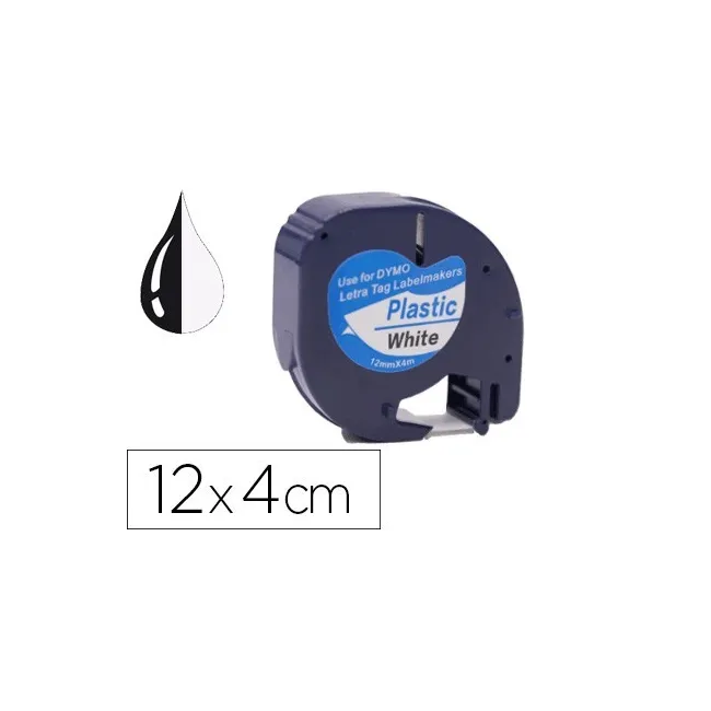 CINTA Q-CONNECT 12MM X 4MT NEGRO-BLANCO PERLA PARA MAQUINA LETRATAG