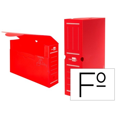 CAJA ARCHIVO DEFINITIVO PLASTICO LIDERPAPEL ROJO TAMAÑO 36X26X10 CM