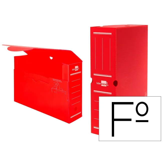 CAJA ARCHIVO DEFINITIVO PLASTICO LIDERPAPEL ROJO TAMAÑO 36X26X10 CM