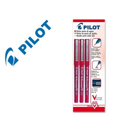 ROTULADOR PILOT PUNTA AGUJA V-5 ROJO 0.5 MM BLISTER DE 3 UNIDADES-M