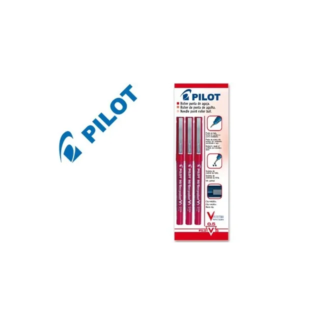 ROTULADOR PILOT PUNTA AGUJA V-5 ROJO 0.5 MM BLISTER DE 3 UNIDADES-M
