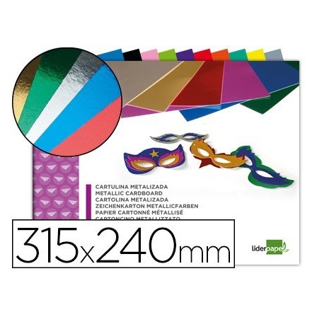 BLOC TRABAJOS MANUALES LIDERPAPEL CARTULINA METALIZADA 240X315MM 10...