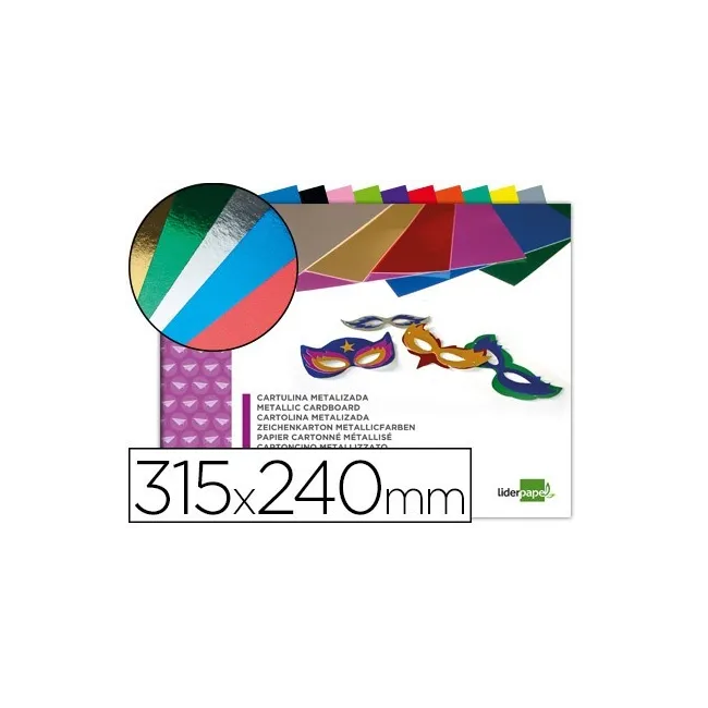 BLOC TRABAJOS MANUALES LIDERPAPEL CARTULINA METALIZADA 240X315MM 10...