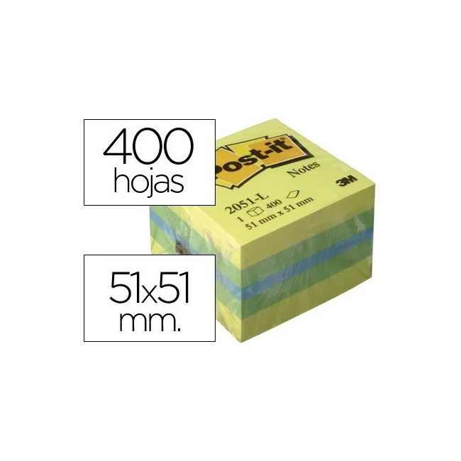 BLOC DE NOTAS ADHESIVAS QUITA Y PON POST-IT 51X51 MM MINICUBO COLOR...