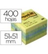 BLOC DE NOTAS ADHESIVAS QUITA Y PON POST-IT 51X51 MM MINICUBO COLOR...