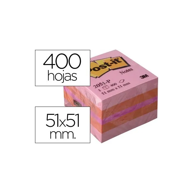 BLOC DE NOTAS ADHESIVAS QUITA Y PON POST-IT 51X51 MM MINICUBO COLOR...
