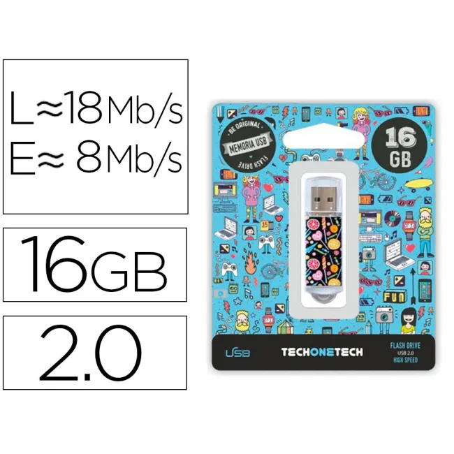 MEMORIA USB TECH ON TECH FLASH DRIVE 16 GB 2.0 CANDY POP