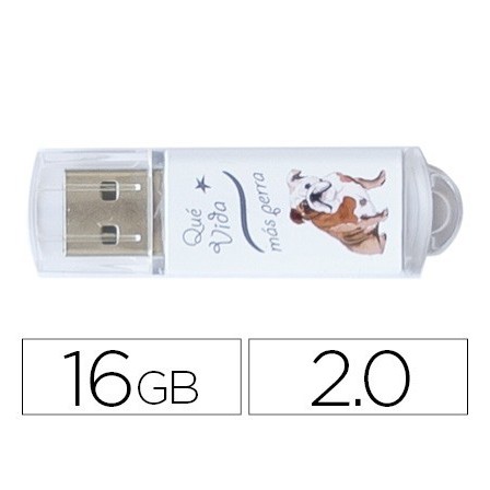 MEMORIA USB TECH ON TECH FLASH DRIVE 16 GB 2.0 QUE VIDA MAS PERRA