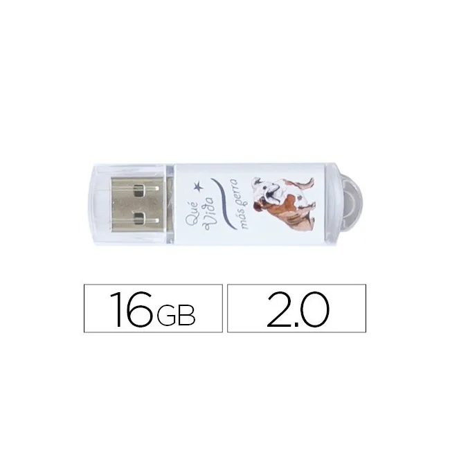 MEMORIA USB TECH ON TECH FLASH DRIVE 16 GB 2.0 QUE VIDA MAS PERRA