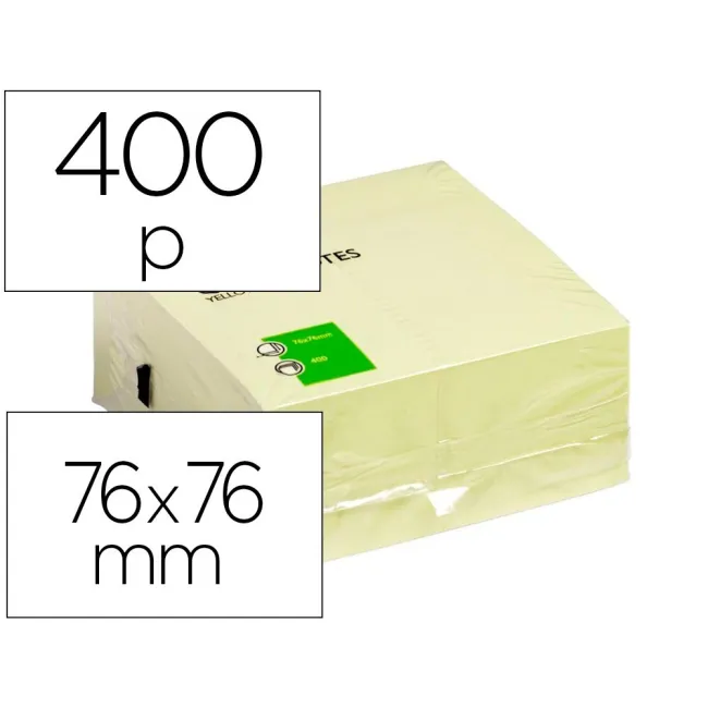 BLOC DE NOTAS ADHESIVAS QUITA Y PON Q-CONNECT 75X75 MM AMARILLO CON...