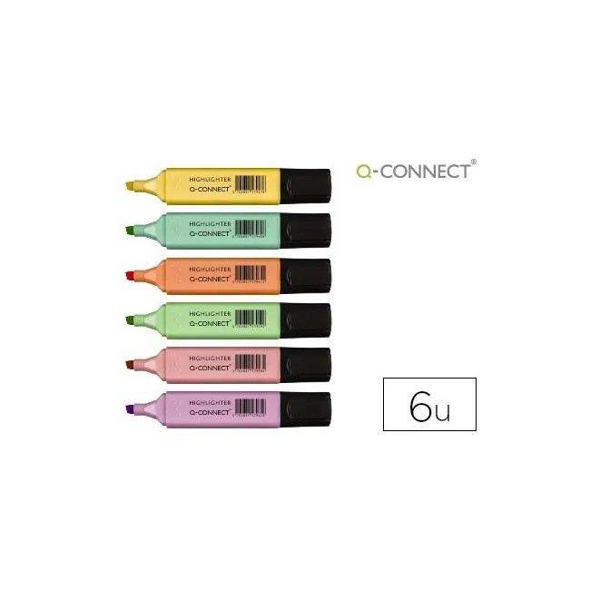 ROTULADOR Q-CONNECT FLUORESCENTE PASTEL PUNTA BISELADA ESTUCHE DE 6...
