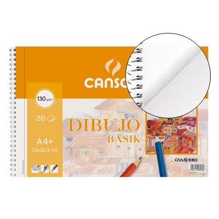 BLOC DIBUJO BASIK CANSON DIN A4+ ESPIRAL 23 X 32.5 CM -20 HOJAS MIC...