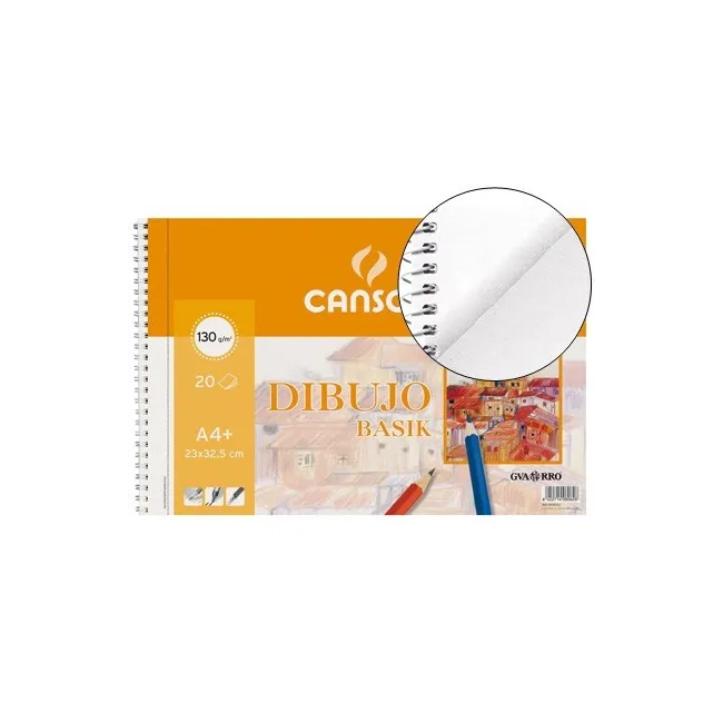 BLOC DIBUJO BASIK CANSON DIN A4+ ESPIRAL 23 X 32.5 CM -20 HOJAS MIC...