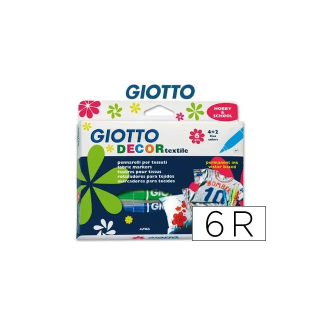 ROTULADOR GIOTTO DECOR TEXTILE PARA CAMISETAS 6 COLORES